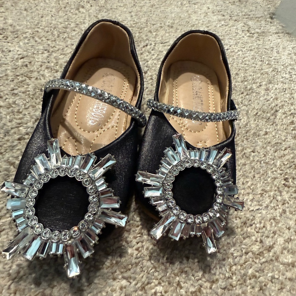 Lola + The Boys Black Dress Shoes with Silver Rhinestones